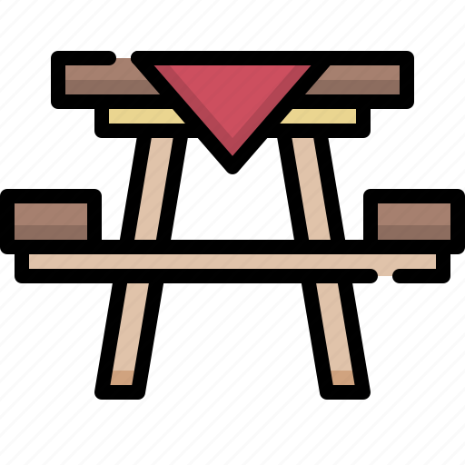 Furniture, home living, furnishing, household, picnic table, bench, camping icon - Download on Iconfinder