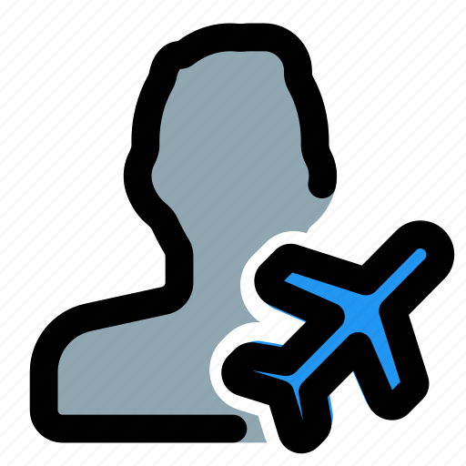 Flight, airplane, travel, single man icon - Download on Iconfinder
