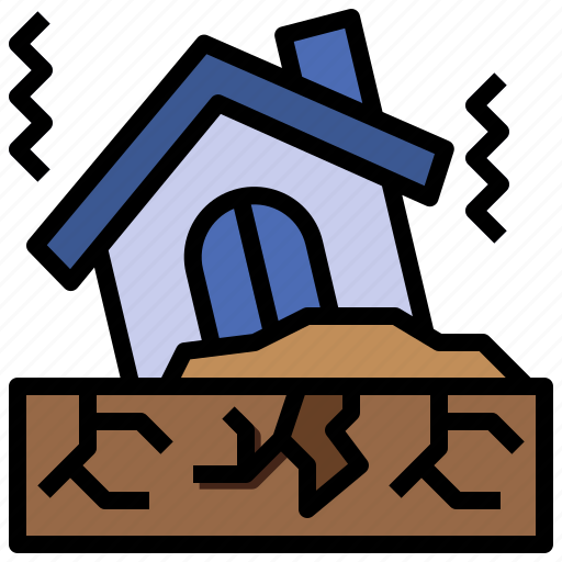 Earthquake, natural, disaster, ground, house, landscape icon - Download on Iconfinder