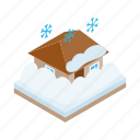 building, home, house, isometric, nature, snow, winter