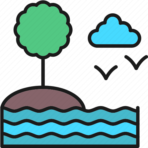 Lake, land, nature, river, wet, cloud, natural icon - Download on Iconfinder