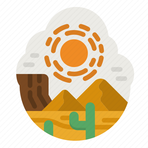 Desert, sand, cactus, sun, landscape icon - Download on Iconfinder