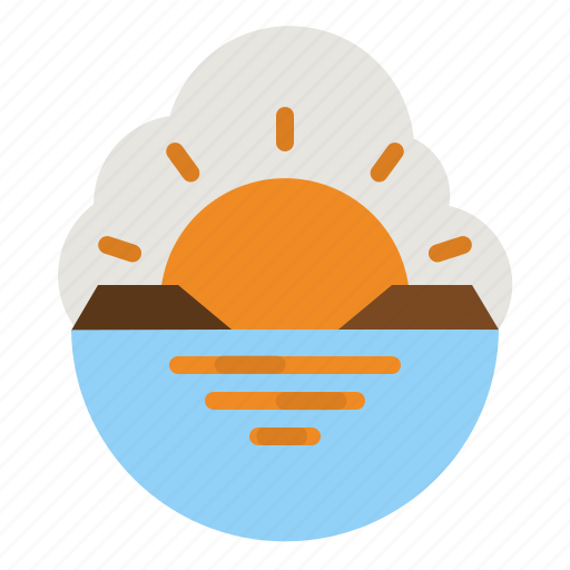 Sunset, sea, afternoon, half, sun icon - Download on Iconfinder