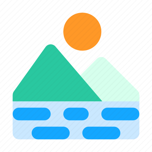 Landscape, mountain, sun, river, sea icon - Download on Iconfinder