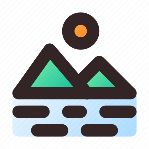 Landscape, mountain, sun, river, sea icon - Download on Iconfinder