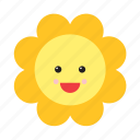 emoji, emoticon, face, flower, nature, smiley, sunflower