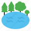 lake, water, tree, forest 