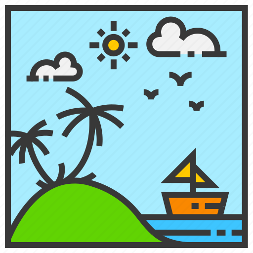 Beach, coconut tree, landscape, mountain, nature, outdoor, park icon - Download on Iconfinder