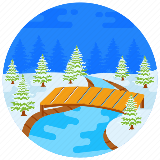 Winter landscape, snowy bridge, snowy trees, nature, landscape icon - Download on Iconfinder