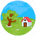 beautiful farmhouse, hut, nature, landscape, scenery