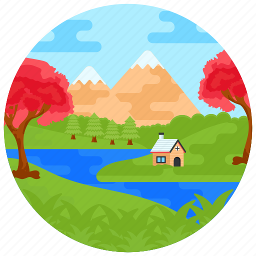 Scenery, nature, countryside, painting, lake icon - Download on Iconfinder