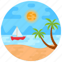 island, beach, tropical place, river, boating