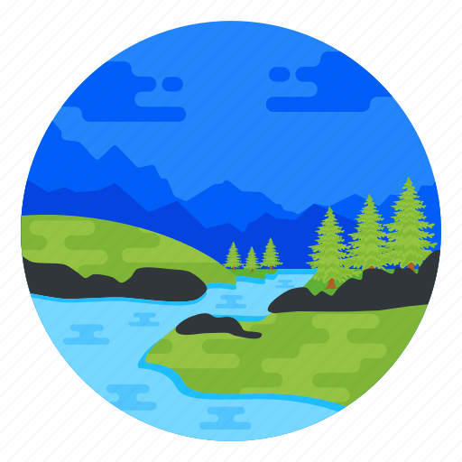 Valley, landscape, landforms, nature, river icon - Download on Iconfinder