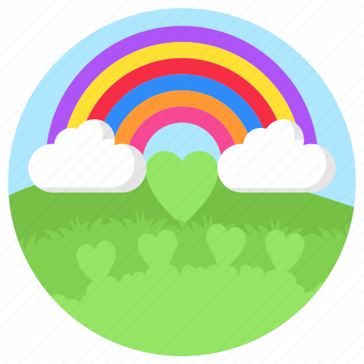 Rainbow, clouds, landscape, weather, mountain, hills icon - Download on Iconfinder