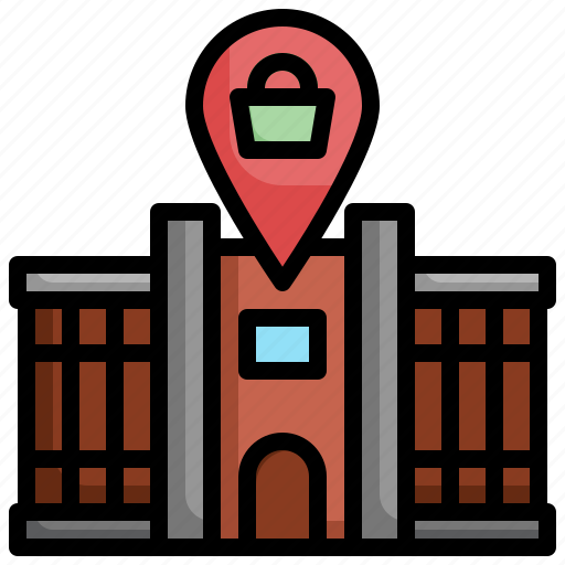 Navigation, mall, location, maps, placeholder, building icon - Download on Iconfinder
