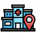 navigation, hospital, location, building, map, pointer, healthcare