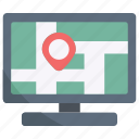 gps, navigation, location, direction, location-pin, pin, monitor