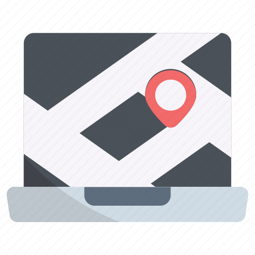 Gps, navigation, location, direction, location-pin, pin, laptop icon - Download on Iconfinder