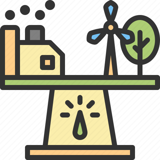 Carbon, neutrality, scales, remaining, offset, emission, powerplant icon - Download on Iconfinder