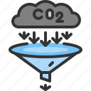 reduce, co2, decarbonization, funnel, filter, cloud, less