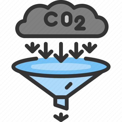Reduce, co2, decarbonization, funnel, filter, cloud, less icon - Download on Iconfinder