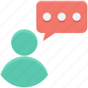 communication, discussing, speech bubble, talking, user