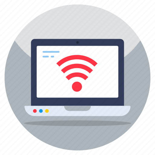 Connected laptop, laptop internet, laptop wifi, wireless network, broadband connection icon - Download on Iconfinder