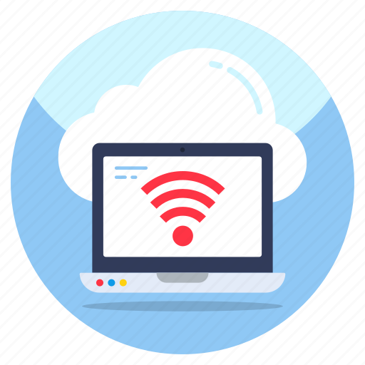 Cloud connected laptop, cloud wifi, cloud internet, wireless network, broadband connection icon - Download on Iconfinder