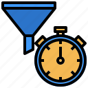 business, clock, coins, funnel, time