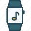 apple, device, iwatch, music, smartwatch, watch, wearable 