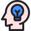 head, idea, creativity, lamp, think 