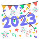 happy, new, year, party, celebration, decoration, new year 2023