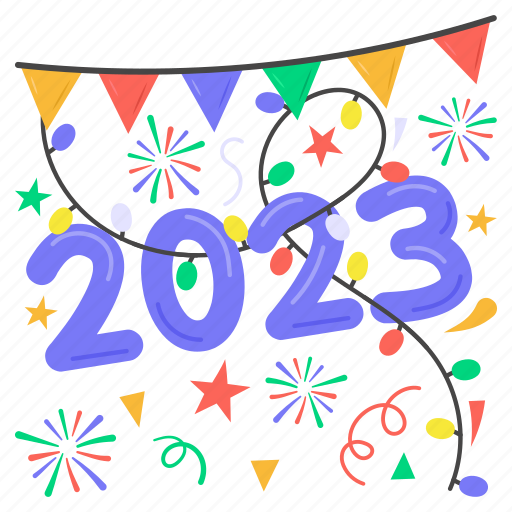 Happy, new, year, party, celebration, decoration, new year 2023 icon - Download on Iconfinder