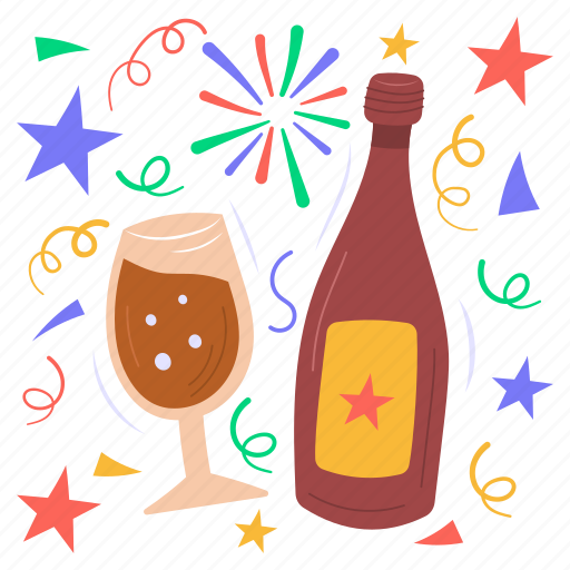 Champagne, wine, alcohol, drink, beverage, new year, booze icon - Download on Iconfinder