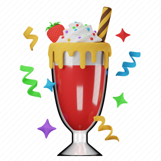 Milkshake, milk, drink, sweet, beverage, glass, fresh 3D illustration - Download on Iconfinder