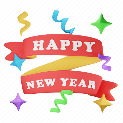 New, year, happy, holiday, celebration, party, banner 3D illustration - Download on Iconfinder