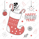 happy, new, year, sock, gifts, christmas, tree, decorations 