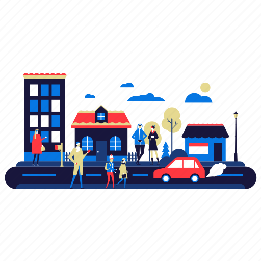 New, year, street, winter, city, people illustration - Download on Iconfinder