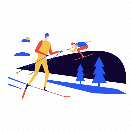 New, year, winter, holidays, skiing, sports illustration - Download on Iconfinder