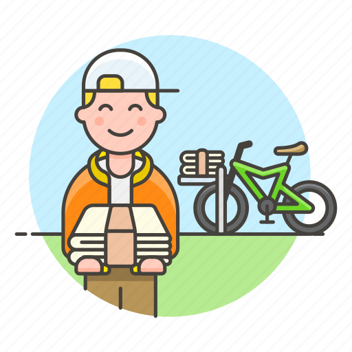 Bicycle, bike, delivery, male, news, newspaper, paperboy icon - Download on Iconfinder