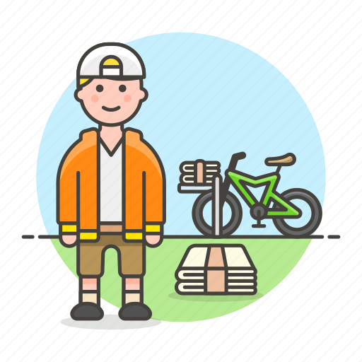 Male, stack, bike, paperboy, bicycle, news, press icon - Download on Iconfinder
