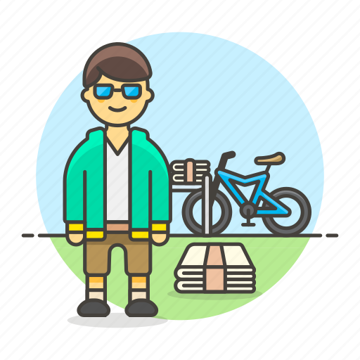 Bicycle, paperboy, news, newspaper, press, subscription, stack icon - Download on Iconfinder