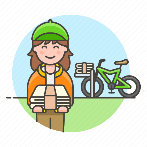 Bicycle, bike, delivery, female, news, newspaper, papergirl icon - Download on Iconfinder