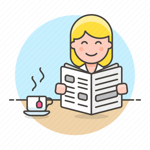 Reading, cup, female, press, news, subscription, newspaper icon - Download on Iconfinder