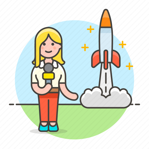 Television, rocket, launch, broadcasting, news, spacecraft, female icon - Download on Iconfinder