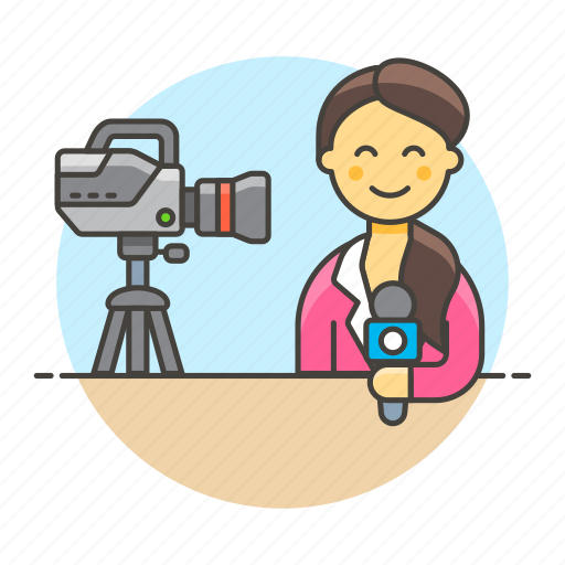Host, journalist, camera, news, television, tv, female icon - Download on Iconfinder