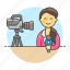 host, journalist, camera, news, television, tv, female, program, broadcasting, reporter 