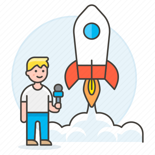 News, male, spacecraft, online, live, launch, rocket icon - Download on Iconfinder