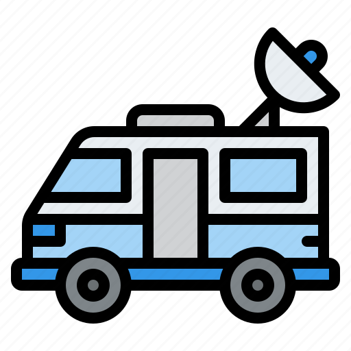Journalist, van, vehicle, broadcast, signal icon - Download on Iconfinder