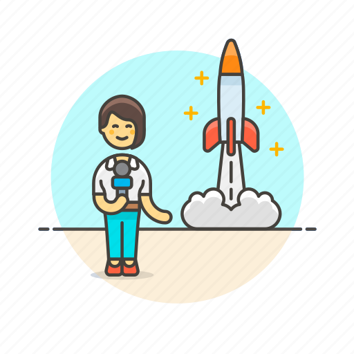 News, reporter, broadcast, rocket, space, woman, launch icon - Download on Iconfinder